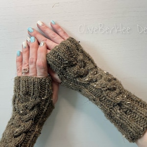 Knit Hand Warmers, Cable Knit Hand Warmers, Fingerless Gloves - All sizes Child to Adult