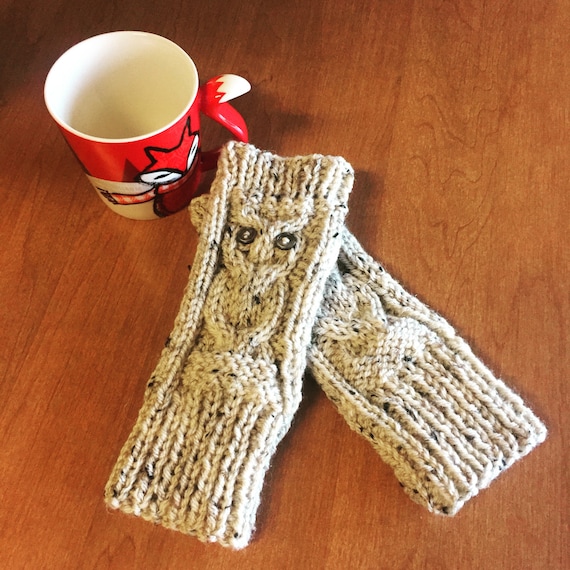 Knit Hand Warmers Cable Knit Hand Warmers Owl Handwarmers Etsy