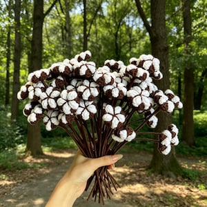 Crochet Cotton Flower Pattern PDF, Beginner Crochet Flower Tutorial, DIY Fake Cotton Bouquet, Easy Crochet Pattern, Digital Download