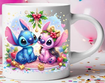 Christmas Love Lilo n Stitch! Customised Christmas 11oz White Mugs Gift