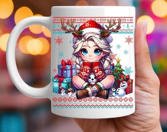 Elsa kerst! Aangepast kerstcadeau 11 oz witte mokken