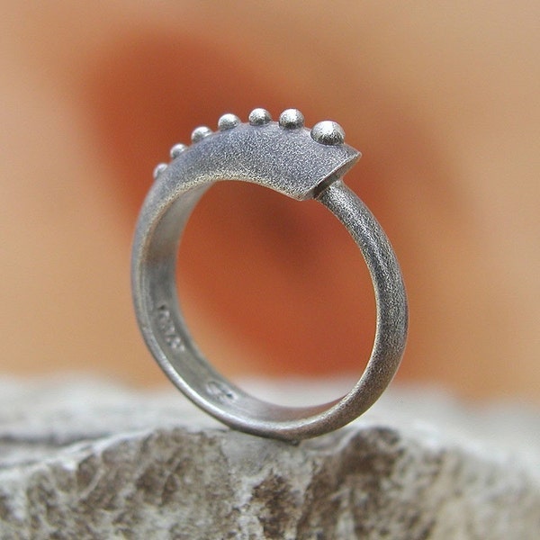 Ouroboros archaic look sterling silver Snake ring