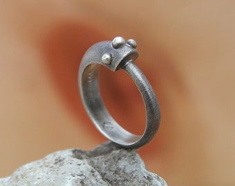 Ouroboros archaic look sterling silver Snake ring