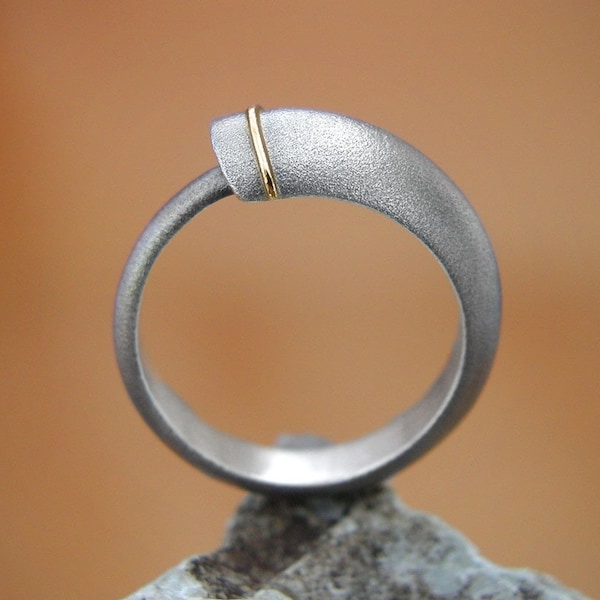 Oxidized Silver and Gold Ring. Made to order, needs three weeks to complete