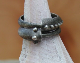 Stackable Ouroboros archaic look Snake silver rings