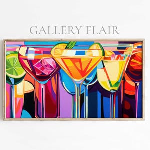 Pop Art Frame TV Art, Vibrant Cocktail Glass, Bold Neon Art for Frame TV, Eye-catching retro Samsung Art, Digital Download