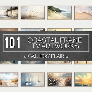 101 Coastal Frame TV Art Mega Set, Beach Landscape Samsung Art, Vintage Summer Seascape Painting, Neutral Beach House Digital Download