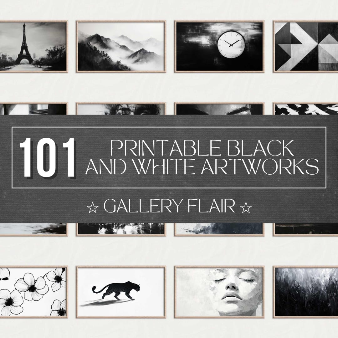 101 Black and White Printable Wall Art Mega Set, Contemporary Modern ...