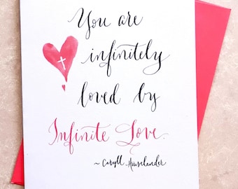 Christian Valentine card calligraphy quote Caryll Houselander God's love