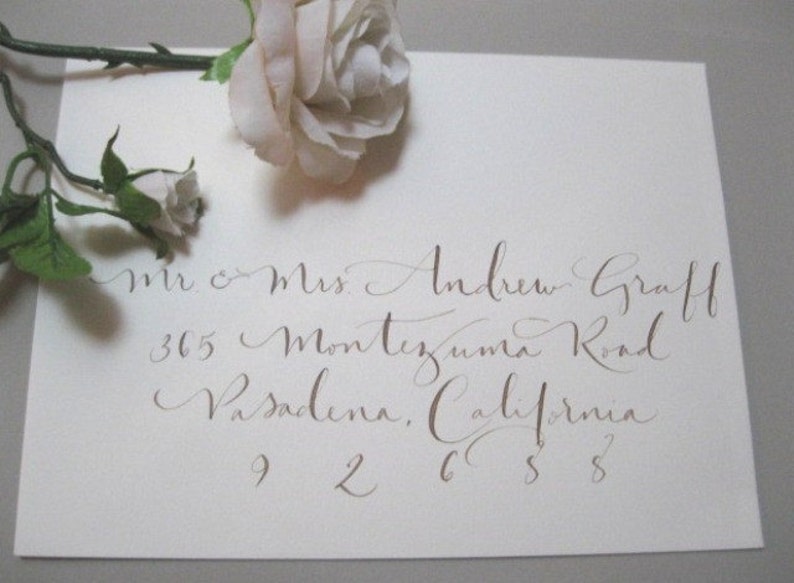 Modern calligraphy hand addressing wedding envelope image 5