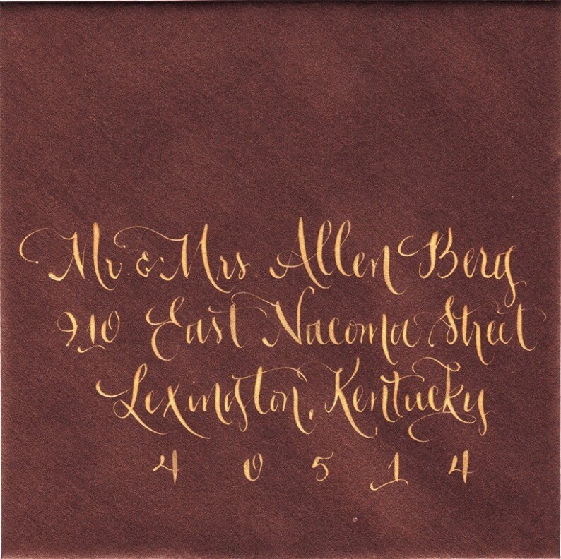 Gold Ink Envelope Addressing Calligraphy Wedding Envelope Etsy