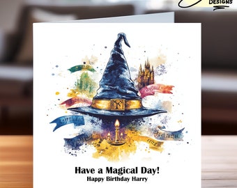 Carte d'anniversaire personnalisée avec choix de choix de sorcier : voeux magiques Harry Potter