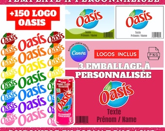 Plantilla de etiqueta personalizable para botella de bebida en Canva | Plantilla de empaque para fiestas y cumpleaños | Más de 150 archivos PNG incluidos