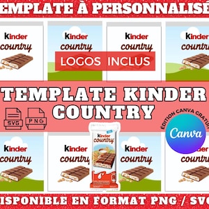 Modello Kinder Country Chocolate disponibile sulla piattaforma Canva, con file nei formati PNG e SVG.