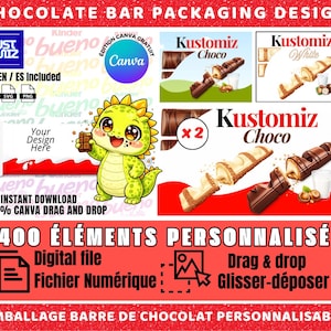 Canva Gourmet Chocolate Bar Template | Chocolate Filled with a Hazelnut Melt Center | Customizable Packaging | +400 PNG SVG Elements |