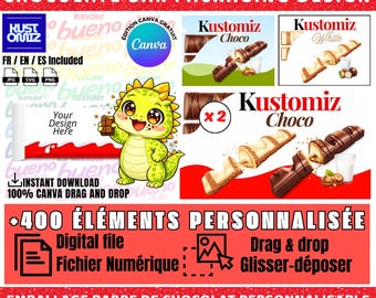 Kinder Chocolate Bar Template | Hazelnut Chocolate Filled with a Melting Center | Customizable Packaging | +400 PNG and SVG Elements |