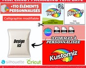 Template emballage bonbons personnalisable sur Canva | Étiquette sucrerie editable | +110 éléments décoratifs PNG inclus