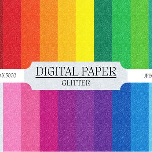 lot de 40 papier pailleté numérique arc-en-ciel format JPEG