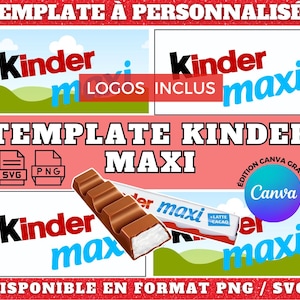 Modello Kinder Maxi Chocolate disponibile sulla piattaforma Canva, con file nei formati PNG e SVG.