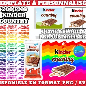 Modello personalizzabile Kinder Country su Canva, inclusi +220 loghi in formato PNG | Imballaggi pronti all'uso