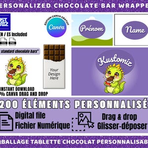 Personalisierte Schokoladenverpackungsvorlage von Milka Canva, bearbeitbare Bonbonverpackung, Schokoladenetikett als Gastgeschenk, DIY-Idee für Geburtstage und Babypartys