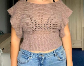 Crochet Sunset Silhouette Top Pattern, Beginner Friendly Summer Off-Shoulder (PDF)