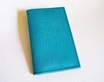 Leather Weekly Planner Cover With 2024 Calendar - Turquoise Blue Lizard Grain Leather Planner - 2024 Weekly Planner