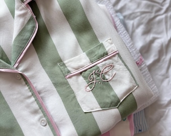 Hand Embroidered Monogram Service | Personalised Initials, Monogram Embroidery | Custom PJs Gift