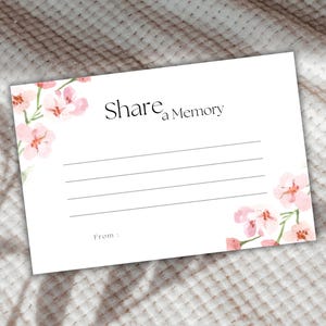 Funeral Memory Cards with Editable Free Sign | Share a Memory Printable | Celebration of Life Remembrance Cards Keepsake