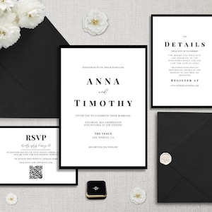 Elegant Black & White Minimalist Formal Invitation Template | Customize with Canva