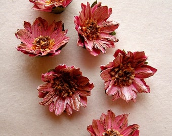Bon Bon Pink Dahlias pearl glittered hand crafted vintage style millinery flower embellishments
