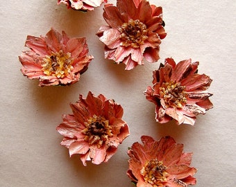 Blush Pink Dahlias pearl glittered hand crafted vintage style millinery flower embellishments