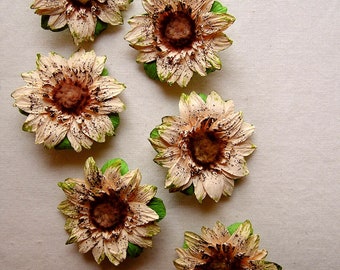 Cream daisies glittered painterly hand crafted vintage style millinery flower embellishments