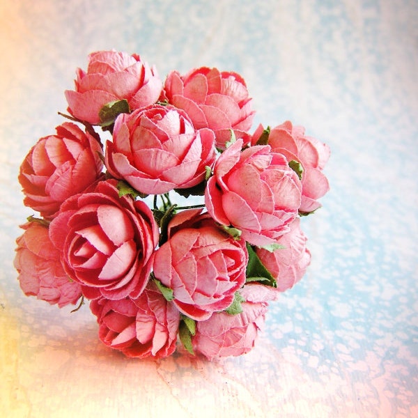 Bubble Gum Pink Garden Roses Vintage style Millinery Flower Bouquet