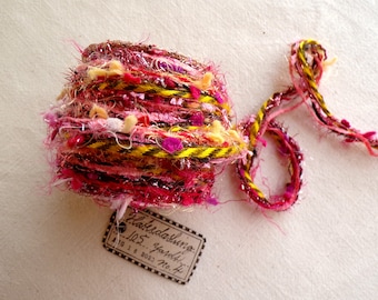 Carnival Spool no. 4 - yellow pink red mix tinsel tassel yarn trim