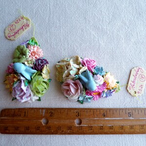 Petite pastel blue Bunny multicolor Handmade Roses velvet daisies blossoms Vintage style spring Millinery flower glittered corsage image 5