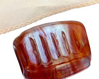 Handmade Venetian Glass Bead Pendant Necklace on a Hand Dyed Silk Ribbon
