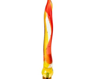 Venetian Glass Orange and  Yellow Decorative Lamp Finial - Brass or Nickel Finial
