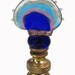 Handmade Glass Lamp Finial -Hold Lamp Shade on Lamp - Cobalt Blue - Aqua - Purple an Goldstone Glass- Funky Design with Brass Hardware