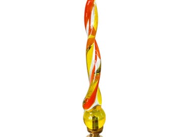 Venetian Glass Orange and Yellow Decorative Lamp Finial - Brass or Nickel Finial Hardware