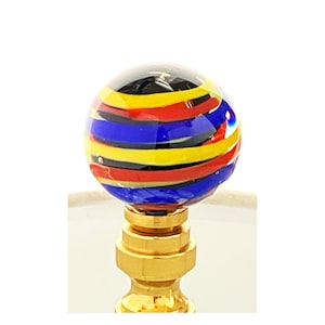 Finials for Lamp - Yellow Red Blue Black Colors Venetian Glass - Brass, Finial Hardware, Lampwork Glass, Hold Lamp Shade.