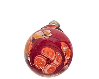 Knobs | Handcrafted Red & Salmon Venetian Glass 2 Piece Floral Cabinet Knob | Drawer Pulls | Kitchen, Bath, Shutters, Furniture