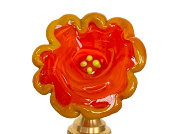 Glass Lamp Finial – Meadow  Collection - Venetian Glass Finial,    Variegated Orange, Mustard Yellow