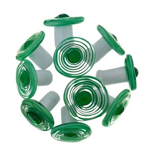 10 Knobs, Handmade Venetian Glass Cabinet Knobs and Drawer Pull for Kitchen and Bath,Furniture - Emerald Green and Clear, Lampwork Glass