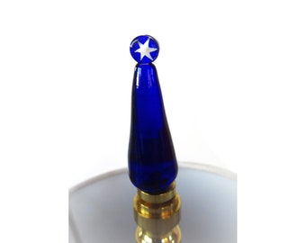 Finial, Handmade Venetian Glass Chanukah Bush, Cobalt Blue Lamp Finial Brass, Nickel, Antique Bronze Hardware, Lampwork Glass