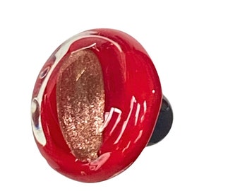 Knobs | Handcrafted Ruby Red with gold Venetian Glass Cabinet Knobs | Drawer Pulls | Kitchen, Bath, Shutters, Furniture