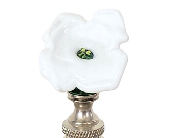 Glass Lamp Finial – Meadow  Collection - Venetian Glass Finial -Lily White