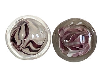 Knobs | Handcrafted Grey and Purple, Venetian Glass Cabinet Knobs | Drawer Pulls | Kitchen, Bath, Shutters, Furniture | Set of 2