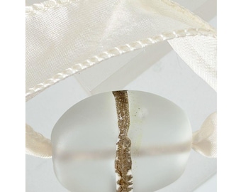 Venetian Glass Bead Pendant Necklace with Silver - Seaside Collection - on Hand Dyed Silk Ribbon