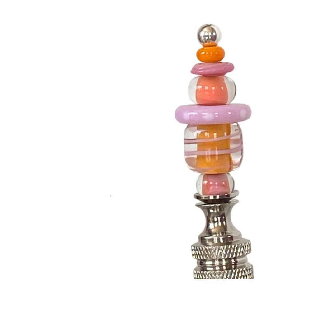 Final Lamp Finial for Lamp | Handmade Venetian Glass Swirly Pink, Peach Lamp ...